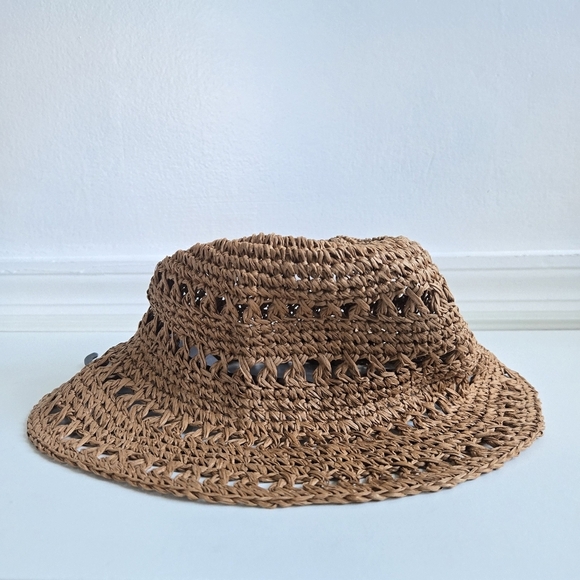 New With Tag Zara Kids Rustic Tan Straw Bucket Hat Size 10-14 Years NWT - Picture 6 of 10